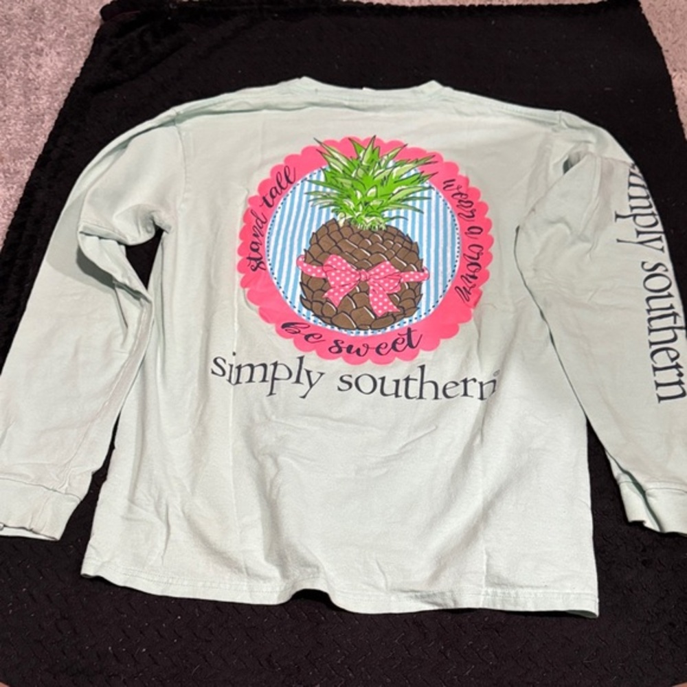 Simply Southern Pineapple Long Sleeve Tee - Light Green and Pink